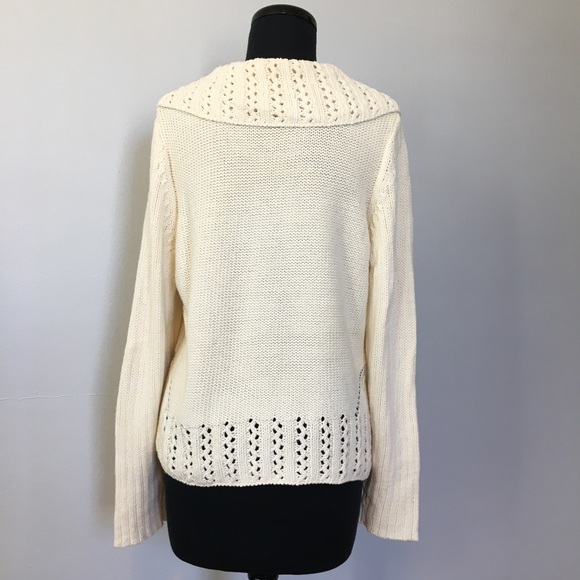 Liz Claiborne Cream Fancy Knit Cardigan, - Picture 3 of 11